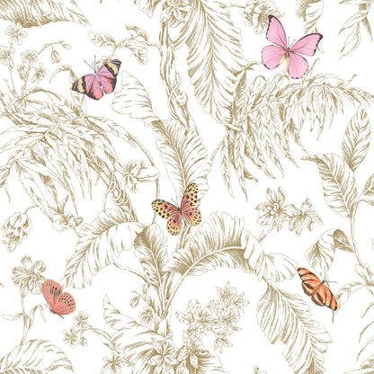 York Wallcoverings RoomMates Butterfly Sketch Pink Peel and Stick Wallpaper Whimsical Botanical Pinks  Wallpaper - RMK11911WP