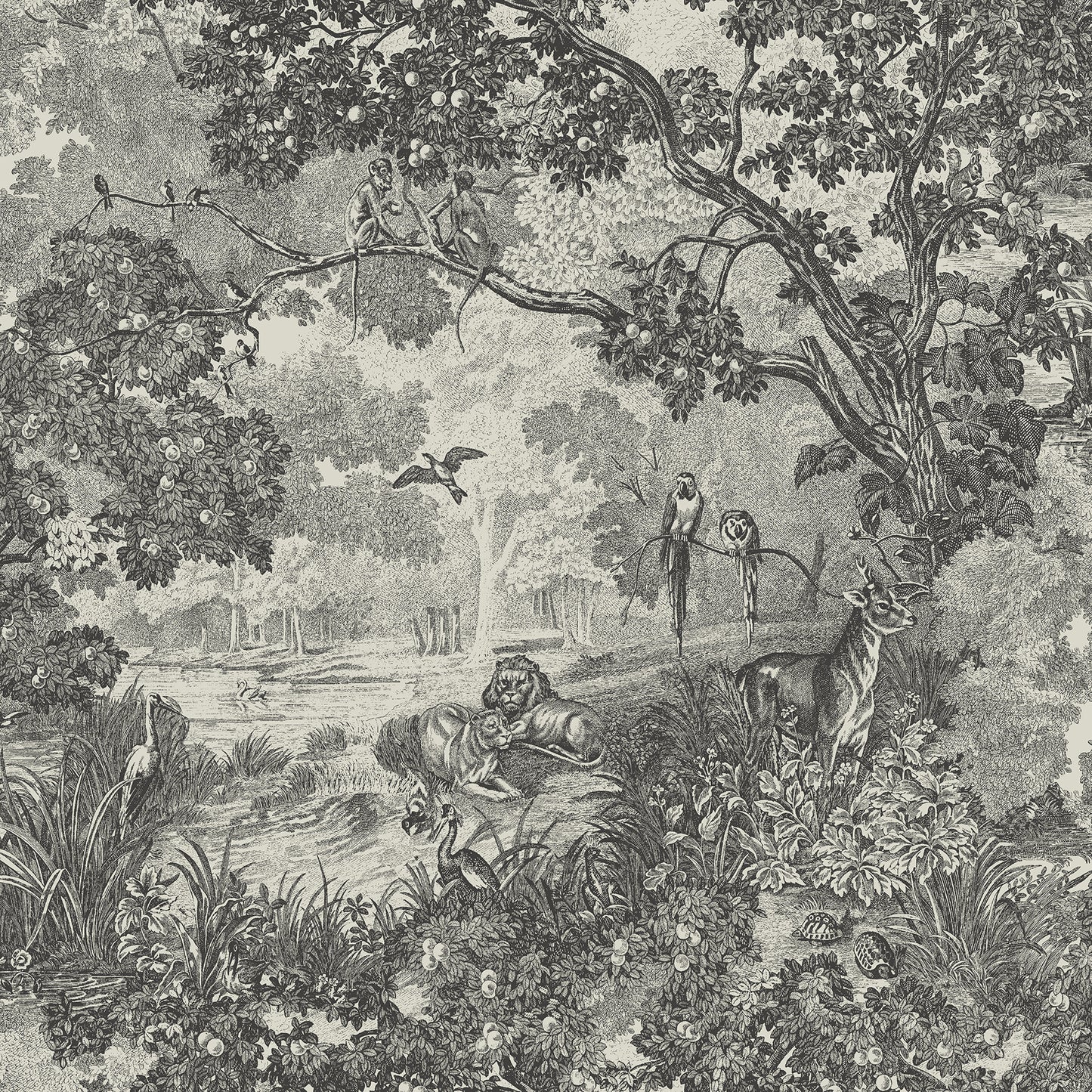 York Wallcoverings RoomMates Jungle Toile Taupe Peel and Stick Wallpaper Modern Botanical Neutrals  Wallpaper - RMK11915WP