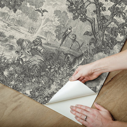 York Wallcoverings RoomMates Jungle Toile Taupe Peel and Stick Wallpaper Modern Botanical Neutrals  Wallpaper - RMK11915WP