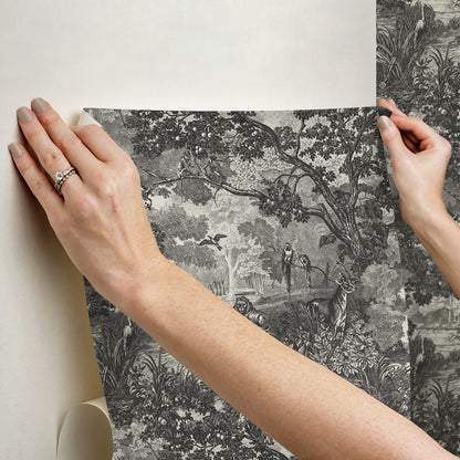 York Wallcoverings RoomMates Jungle Toile Taupe Peel and Stick Wallpaper Modern Botanical Neutrals  Wallpaper - RMK11915WP