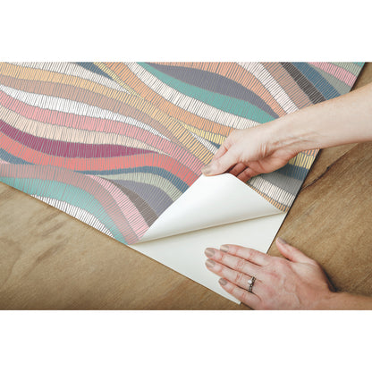 York Wallcoverings RoomMates Mosaic Waves Pink Peel and Stick Wallpaper Modern Ocean Pinks  Wallpaper - RMK11941RL