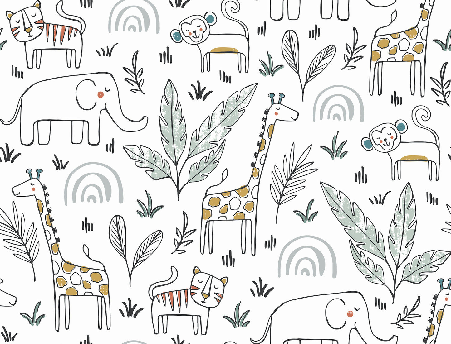 York Wallcoverings RoomMates Jungle Menagerie Yellow Peel and Stick Wallpaper Modern Botanical Yellows  Wallpaper - RMK11980RL