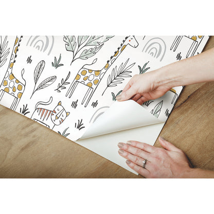 York Wallcoverings RoomMates Jungle Menagerie Yellow Peel and Stick Wallpaper Modern Botanical Yellows  Wallpaper - RMK11980RL