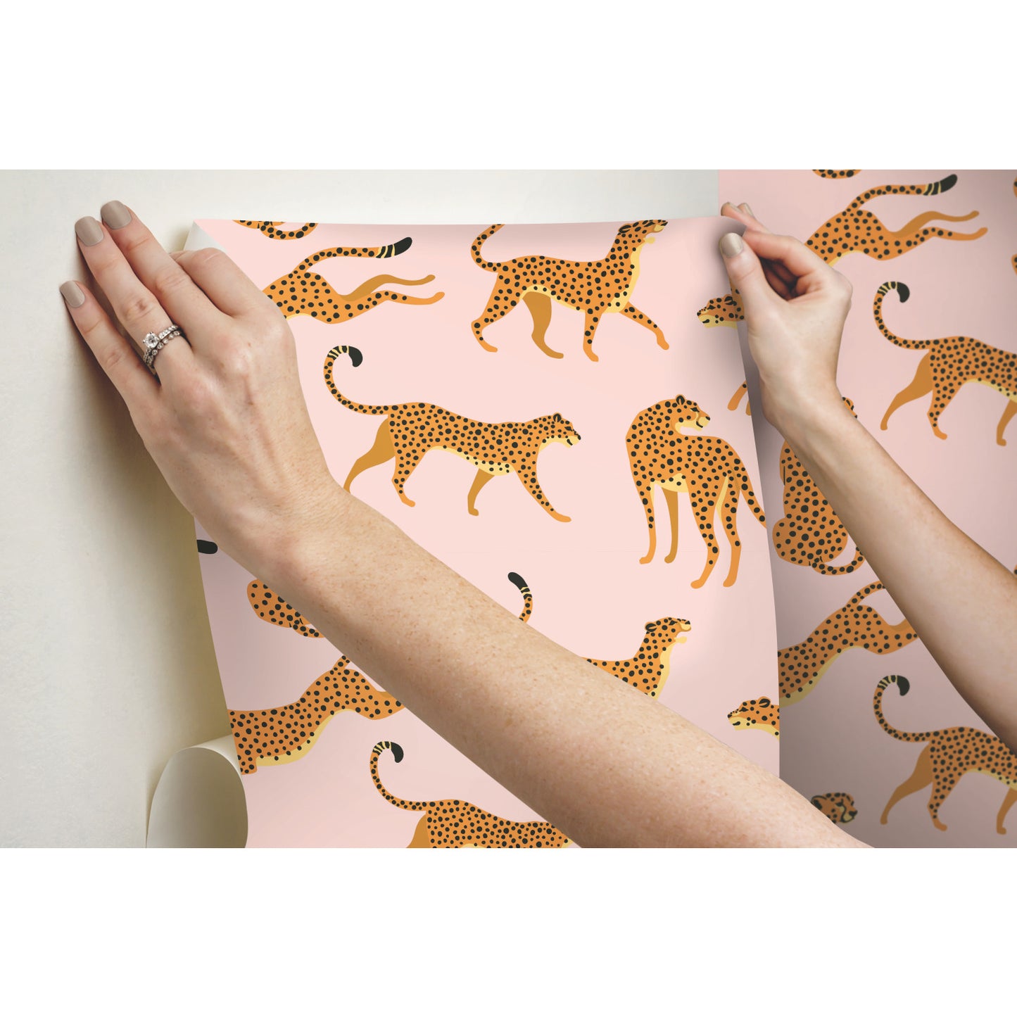 York Wallcoverings RoomMates Cheetah Cheetah Pink Peel and Stick Wallpaper Whimsical  Pinks  Wallpaper - RMK11984RL