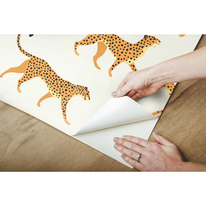 York Wallcoverings RoomMates Cheetah Cheetah Orange Peel and Stick Wallpaper Whimsical  Oranges  Wallpaper - RMK11985RL