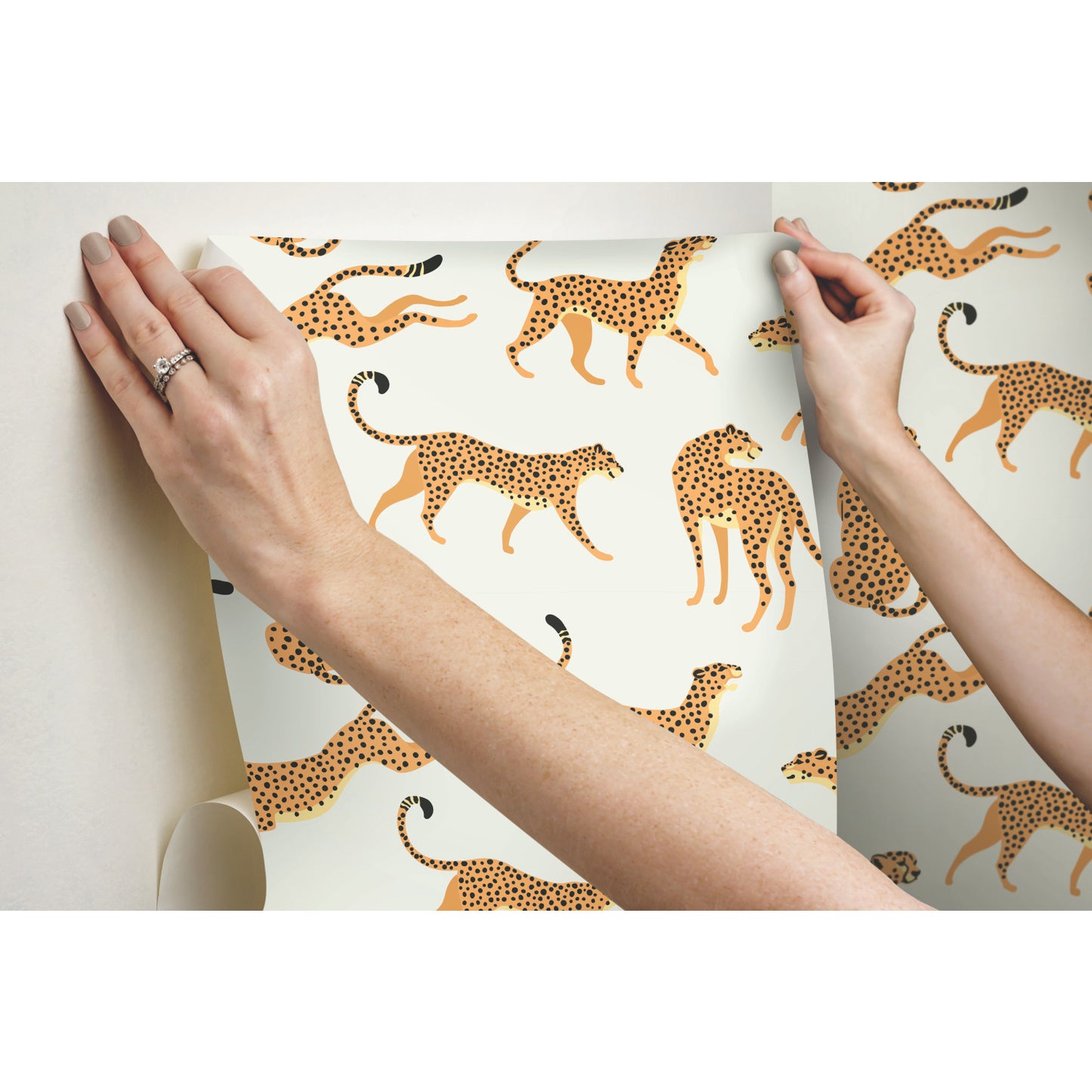 York Wallcoverings RoomMates Cheetah Cheetah Orange Peel and Stick Wallpaper Whimsical  Oranges  Wallpaper - RMK11985RL