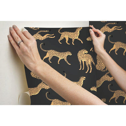 York Wallcoverings RoomMates Cheetah Cheetah Orange Peel and Stick Wallpaper Whimsical  Oranges  Wallpaper - RMK11986RL