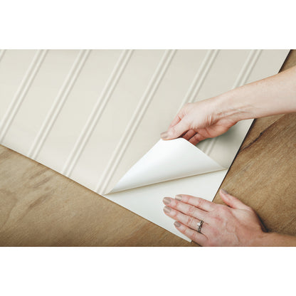 York Wallcoverings RoomMates Beadboard Taupe Peel and Stick Wallpaper Farmhouse Global Neutrals  Wallpaper - RMK11996WP