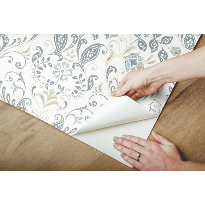 York Wallcoverings RoomMates Persian Damask Blue Peel and Stick Wallpaper Traditional Global Blues  Wallpaper - RMK11998WP