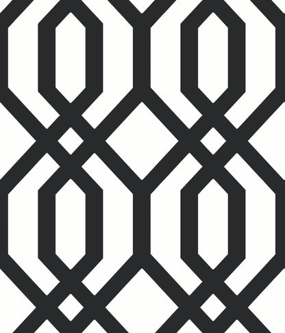 York Wallcoverings RoomMates Gazebo Lattice Black Peel and Stick Wallpaper Traditional Global Blacks  Wallpaper - RMK12014WP