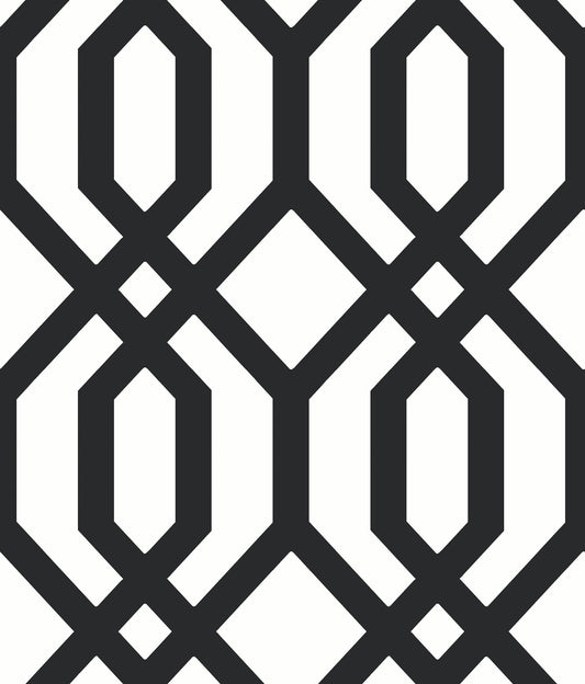 York Wallcoverings RoomMates Gazebo Lattice Black Peel and Stick Wallpaper Traditional Global Blacks  Wallpaper - RMK12014WP