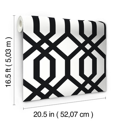 York Wallcoverings RoomMates Gazebo Lattice Black Peel and Stick Wallpaper Traditional Global Blacks  Wallpaper - RMK12014WP