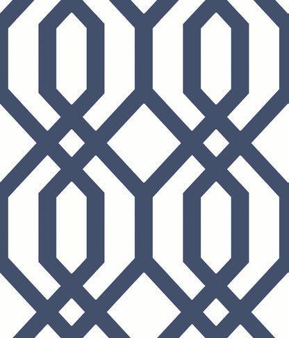 York Wallcoverings RoomMates Gazebo Lattice Navy Peel and Stick Wallpaper Traditional Global Blues  Wallpaper - RMK12015WP