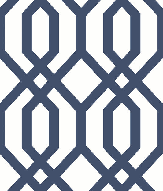 York Wallcoverings RoomMates Gazebo Lattice Navy Peel and Stick Wallpaper Traditional Global Blues  Wallpaper - RMK12015WP