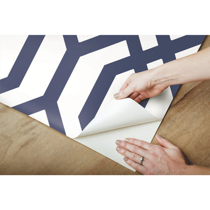 York Wallcoverings RoomMates Gazebo Lattice Navy Peel and Stick Wallpaper Traditional Global Blues  Wallpaper - RMK12015WP