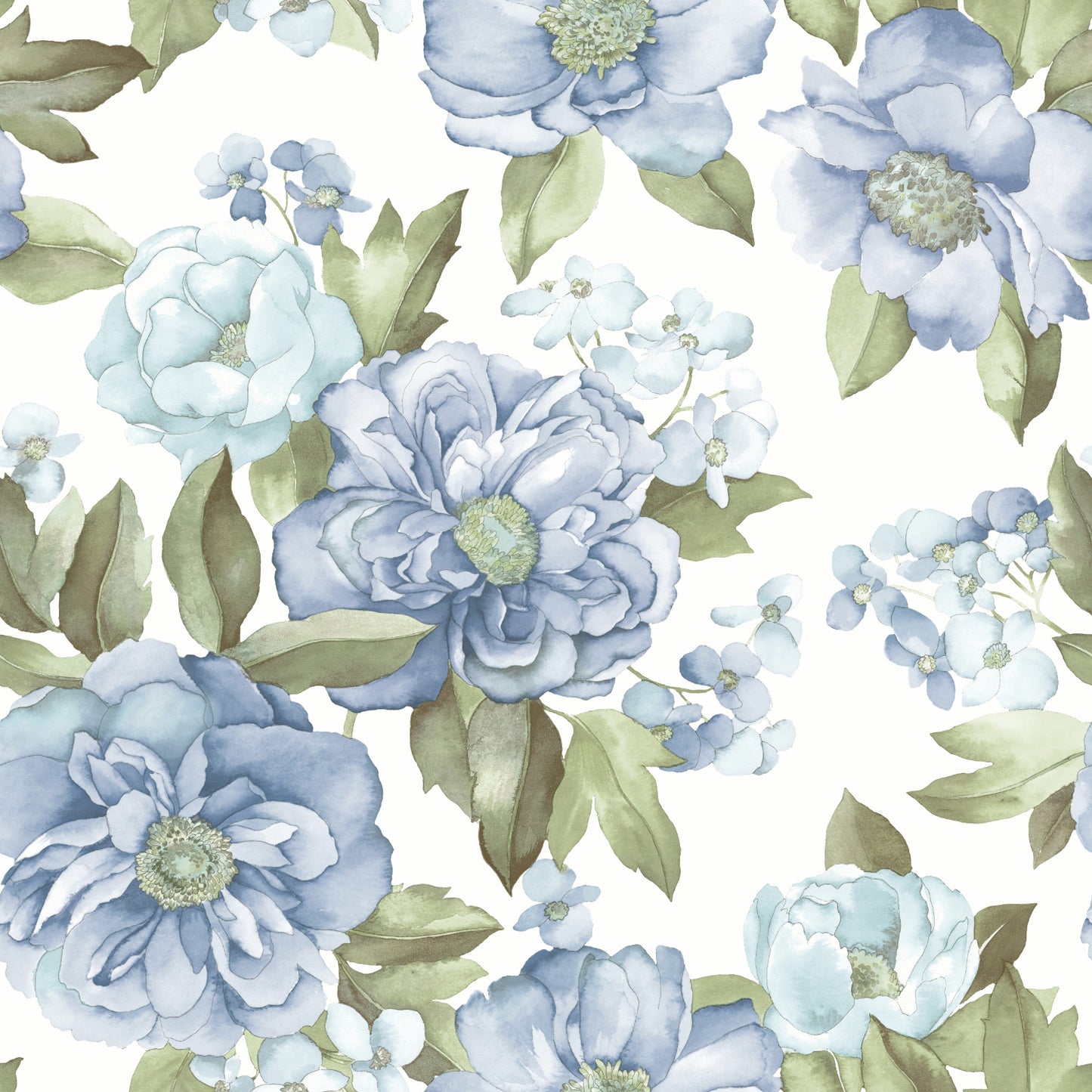 York Wallcoverings RoomMates Watercolor Floral Bouquet Indigo Peel and Stick Wallpaper Transitional Botanical Blues  Wallpaper - RMK12031WP