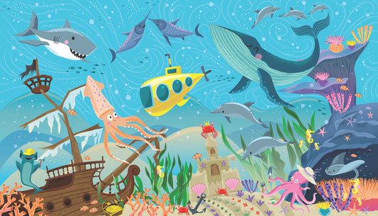 York Wallcoverings RoomMates Underwater Discovery Peel and Stick Wall Mural Kids Ocean Blues  Wallpaper - RMK12032M