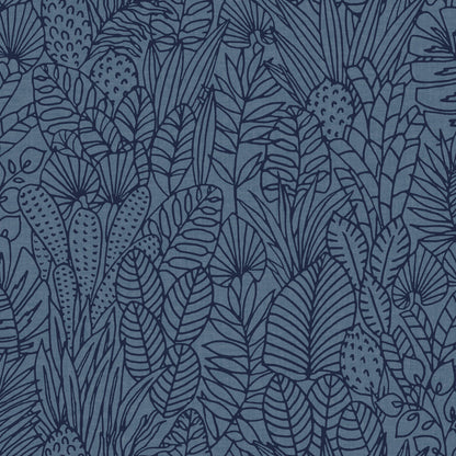 York Wallcoverings RoomMates Tropical Leaves Sketch Navy Peel and Stick Wallpaper Tropical Botanical Blues  Wallpaper - RMK12046WP