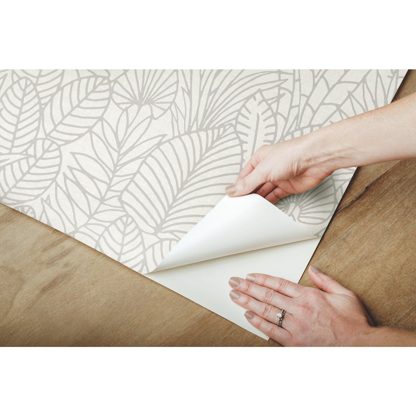 York Wallcoverings RoomMates Tropical Leaves Sketch Beige Peel and Stick Wallpaper Tropical Botanical Neutrals  Wallpaper - RMK12047WP
