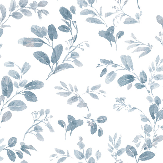 York Wallcoverings RoomMates Dancing Leaves Blue Peel and Stick Wallpaper Modern Botanical Blues  Wallpaper - RMK12051RL