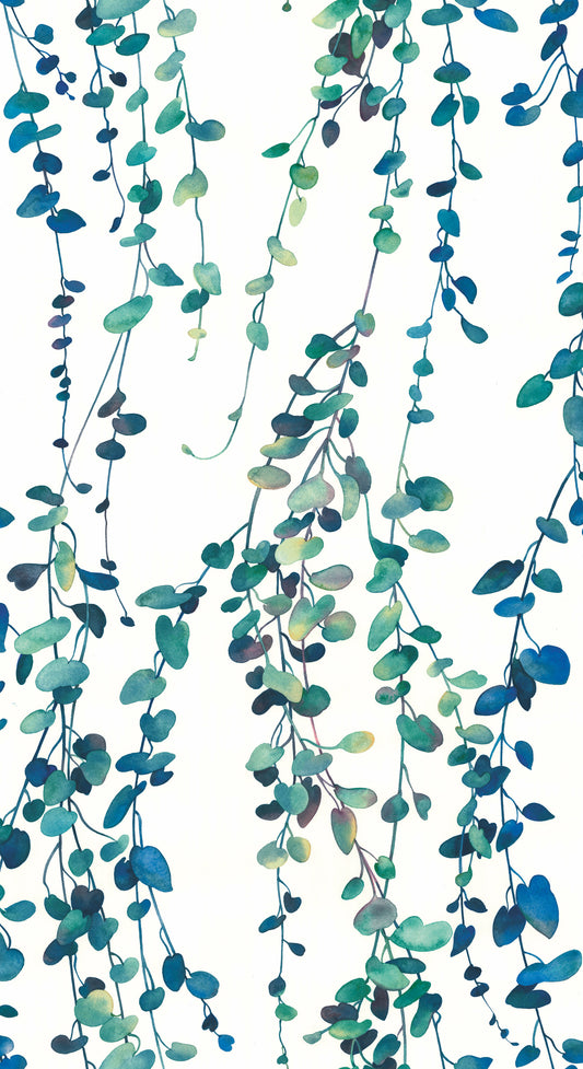 York Wallcoverings RoomMates Hanging Watercolor Vines Blue Peel and Stick Wallpaper Modern Botanical Blues  Wallpaper - RMK12059RL