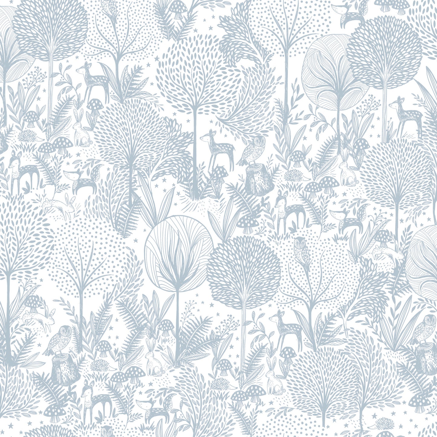 York Wallcoverings RoomMates Forest Friends Blue Peel and Stick Wallpaper Kids Nature Blues  Wallpaper - RMK12075RL