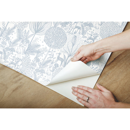 York Wallcoverings RoomMates Forest Friends Blue Peel and Stick Wallpaper Kids Nature Blues  Wallpaper - RMK12075RL