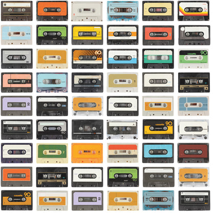 York Wallcoverings RoomMates Retro Cassettes Peel and Stick Wallpaper Retro Global Multicolor  Wallpaper - RMK12080RL