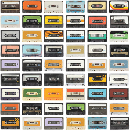 York Wallcoverings RoomMates Retro Cassettes Peel and Stick Wallpaper Retro Global Multicolor  Wallpaper - RMK12080RL