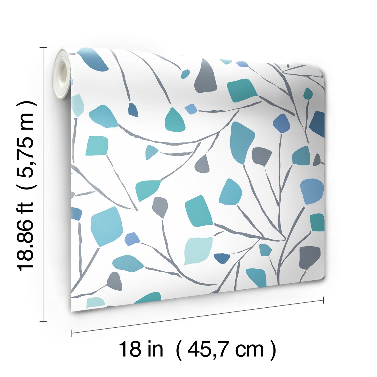 York Wallcoverings RoomMates Terrazzo Branch Blue Peel and Stick Wallpaper Whimsical Abstract Blues  Wallpaper - RMK12094RL (DISCONTINUED PATTERN)