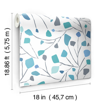 York Wallcoverings RoomMates Terrazzo Branch Blue Peel and Stick Wallpaper Whimsical Abstract Blues  Wallpaper - RMK12094RL (DISCONTINUED PATTERN)