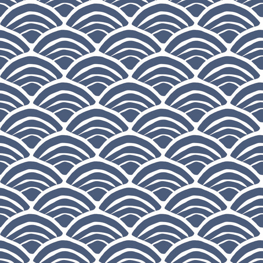 York Wallcoverings RoomMates Coastal Scallop Blue Peel and Stick Wallpaper Coastal Travel Blues  Wallpaper - RMK12101RL (DISCONTINUED PATTERN)