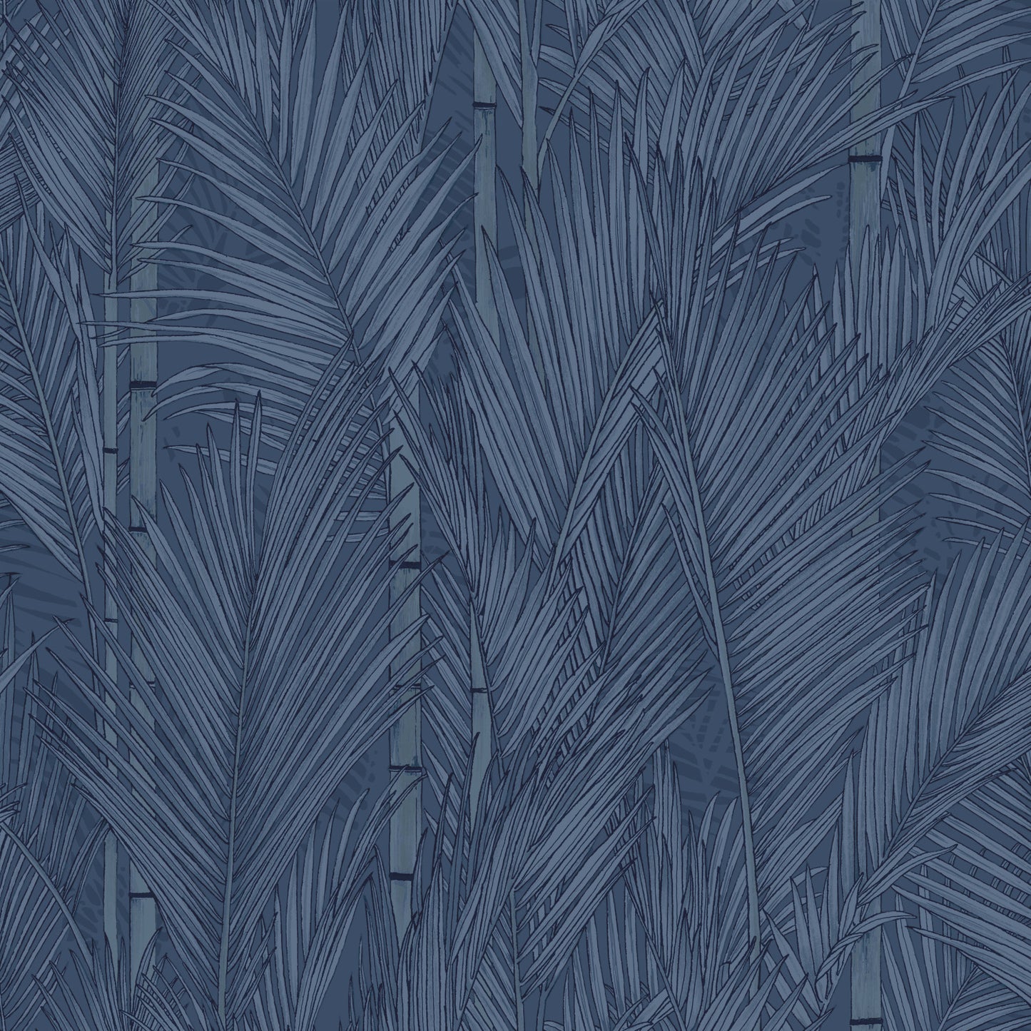 York Wallcoverings RoomMates Swaying Fronds Navy Peel and Stick Wallpaper Tropical Botanical Blues  Wallpaper - RMK12104WP