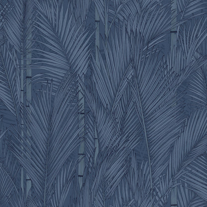 York Wallcoverings RoomMates Swaying Fronds Navy Peel and Stick Wallpaper Tropical Botanical Blues  Wallpaper - RMK12104WP