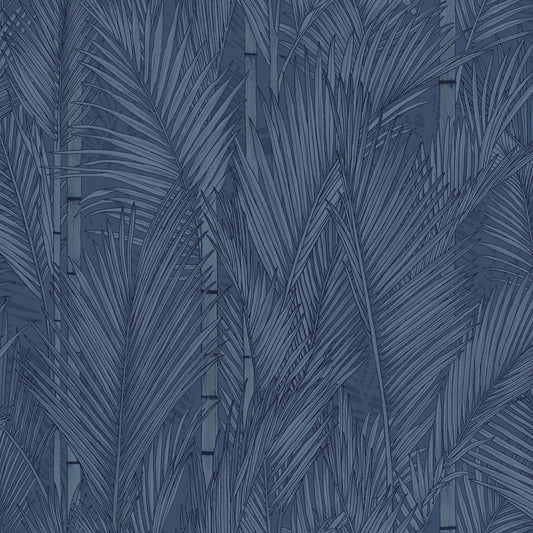 York Wallcoverings RoomMates Swaying Fronds Navy Peel and Stick Wallpaper Tropical Botanical Blues  Wallpaper - RMK12104WP