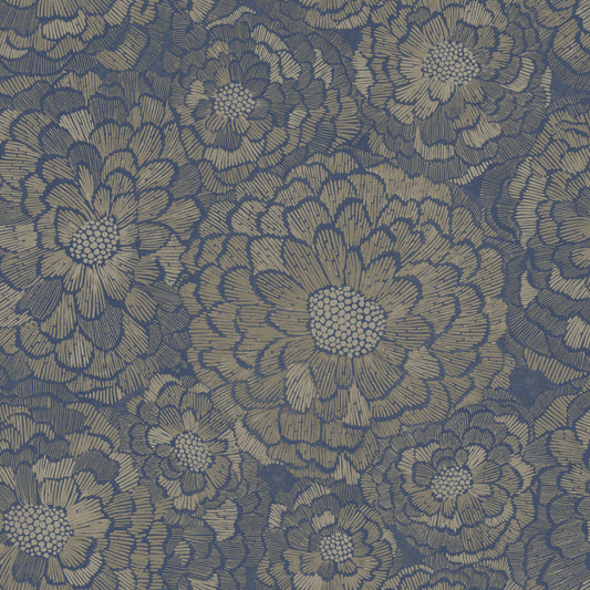 York Wallcoverings RoomMates Zen Dahlia Blue Peel and Stick Wallpaper Modern Botanical Blues  Wallpaper - RMK12110WP