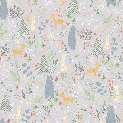 York Wallcoverings RoomMates Spring Forest Pals Grey Peel and Stick Wallpaper Kids  Greys  Wallpaper - RMK12120RL