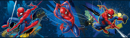 York Wallcoverings RoomMates Marvel Spider-Man  Peel and Stick Border Kids Licensed Multicolor  Wallpaper - RMK12128BD