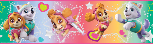York Wallcoverings RoomMates Paw Patrol Skye and Everest  Peel and Stick Border Kids Licensed Multicolor  Wallpaper - RMK12129BD