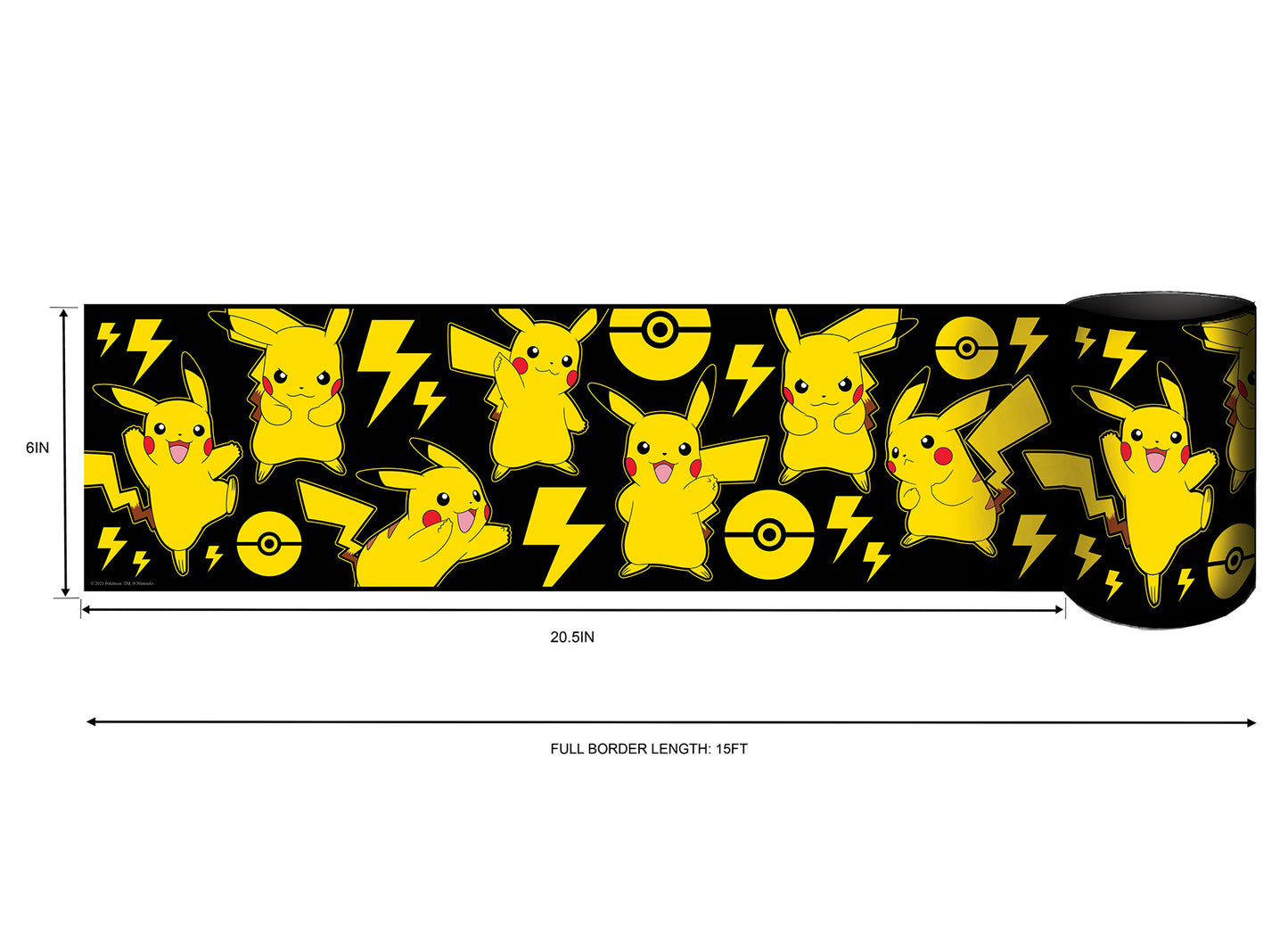 York Wallcoverings RoomMates Poke?mon Pikachu Peel and Stick Border Kids Licensed Yellows  Wallpaper - RMK12131BD