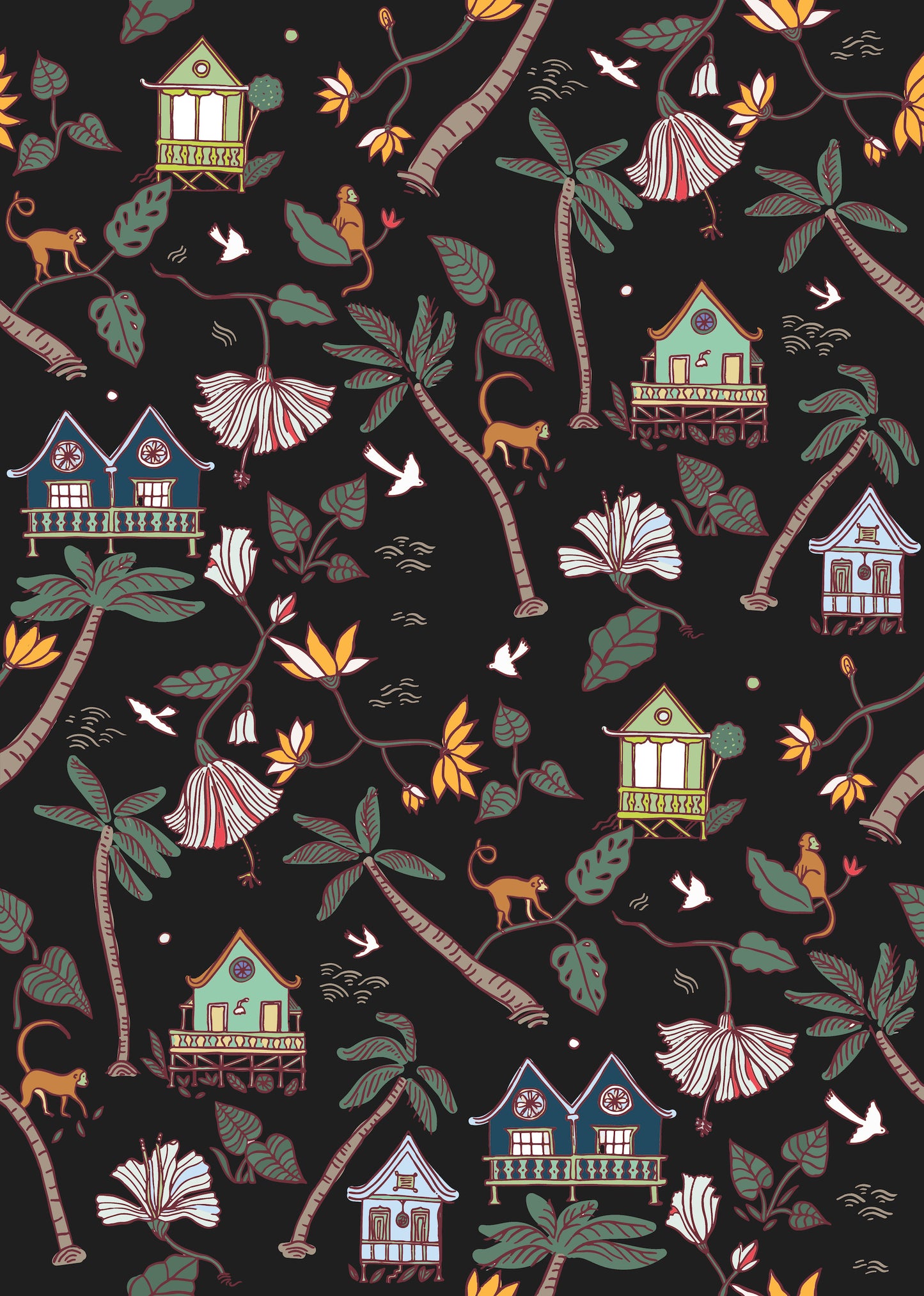 York Wallcoverings RoomMates Calypso Jungle Black Peel and Stick Wallpaper Whimsical Botanical Blacks  Wallpaper - RMK12156RL (Discontinued)