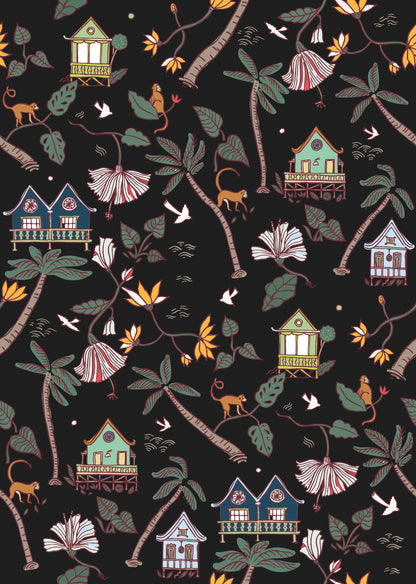 York Wallcoverings RoomMates Calypso Jungle Black Peel and Stick Wallpaper Whimsical Botanical Blacks  Wallpaper - RMK12156RL (Discontinued)