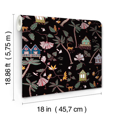 York Wallcoverings RoomMates Calypso Jungle Black Peel and Stick Wallpaper Whimsical Botanical Blacks  Wallpaper - RMK12156RL (Discontinued)