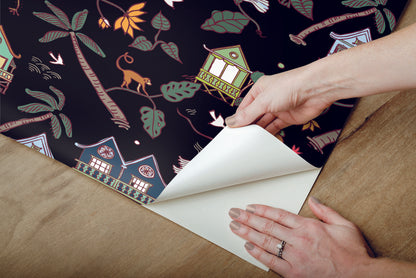 York Wallcoverings RoomMates Calypso Jungle Black Peel and Stick Wallpaper Whimsical Botanical Blacks  Wallpaper - RMK12156RL (Discontinued)