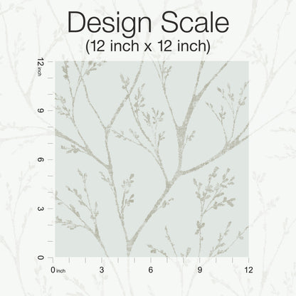 York Wallcoverings RoomMates Tree Branches Blue Peel and Stick Wallpaper Whimsical Botanical Blues  Wallpaper - RMK12161WP