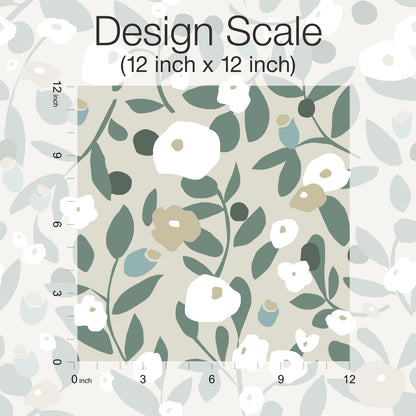 York Wallcoverings RoomMates Kensington Garden Peel and Stick Wallpaper Whimsical Botanical Neutrals  Wallpaper - RMK12164PLW