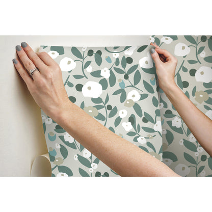 York Wallcoverings RoomMates Kensington Garden Peel and Stick Wallpaper Whimsical Botanical Neutrals  Wallpaper - RMK12164PLW