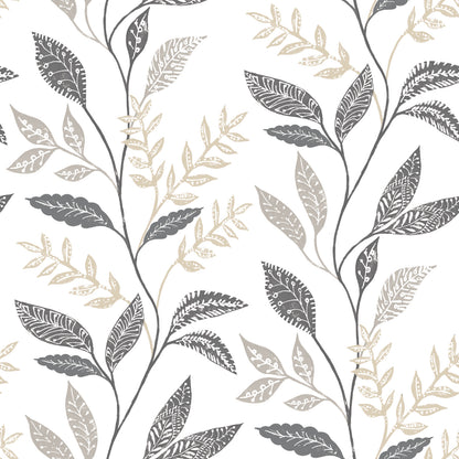 York Wallcoverings RoomMates Cottage Vine Grey Peel and Stick Wallpaper Whimsical Botanical Greys  Wallpaper - RMK12178PLW