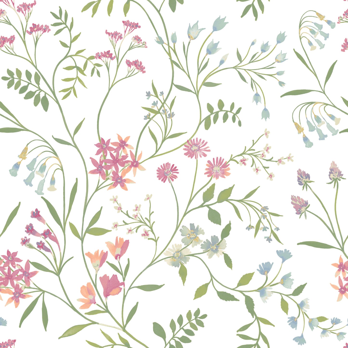 York Wallcoverings RoomMates Meadow Mix Pink Peel and Stick Wallpaper Whimsical Botanical Pinks  Wallpaper - RMK12181PLW