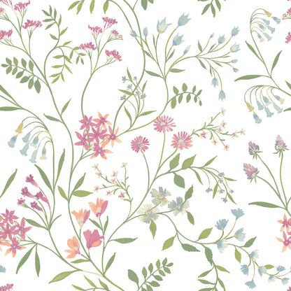 York Wallcoverings RoomMates Meadow Mix Pink Peel and Stick Wallpaper Whimsical Botanical Pinks  Wallpaper - RMK12181PLW